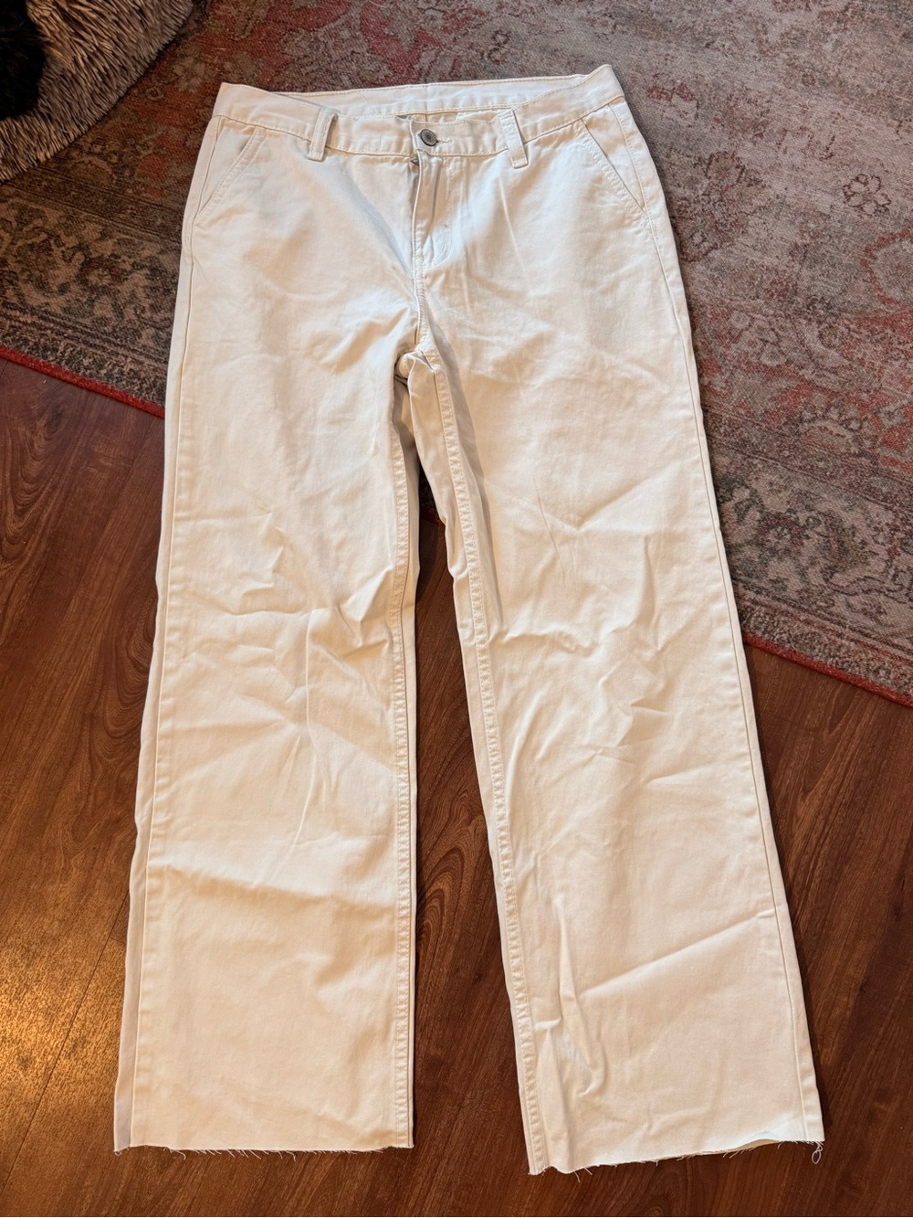 George Cream Wide-Leg Trousers